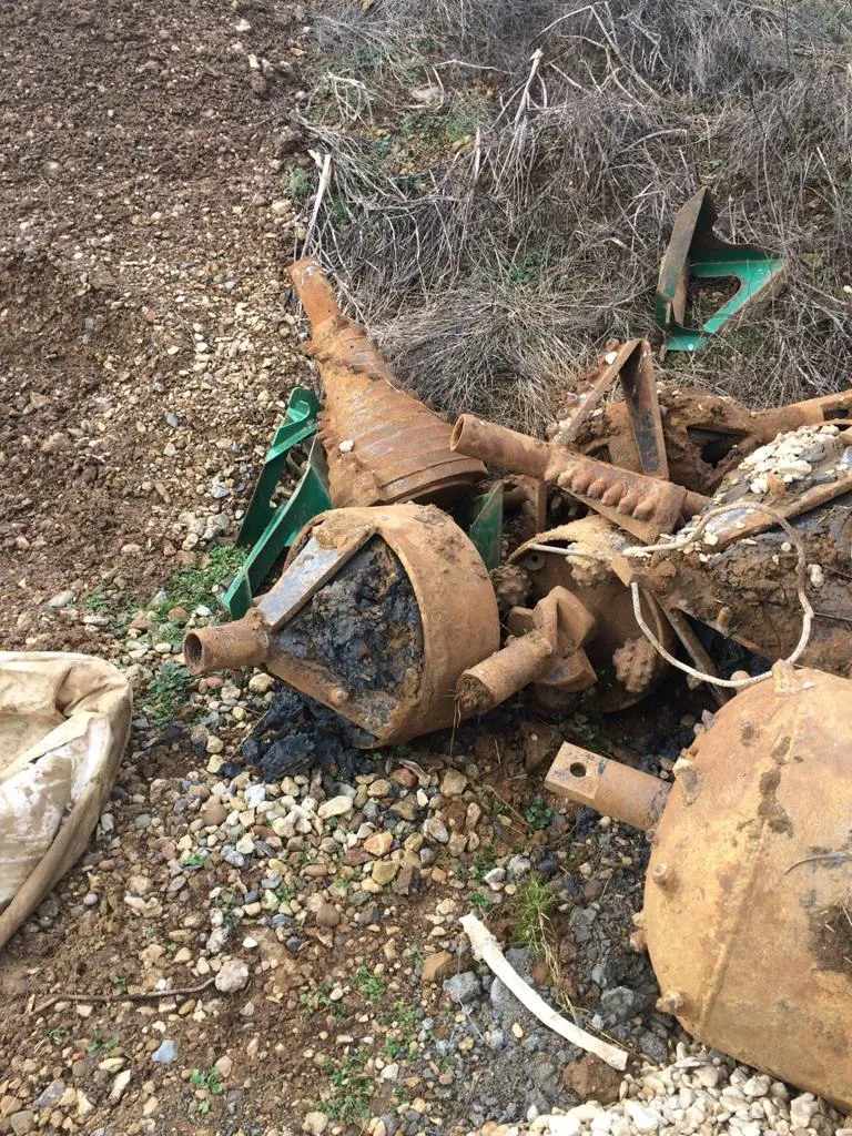 Rock reamers laid out on site for the Hopton crossing